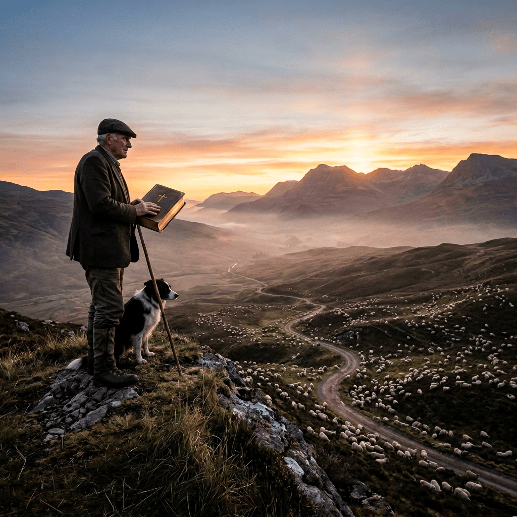 Shepherd holding a Bible in hand